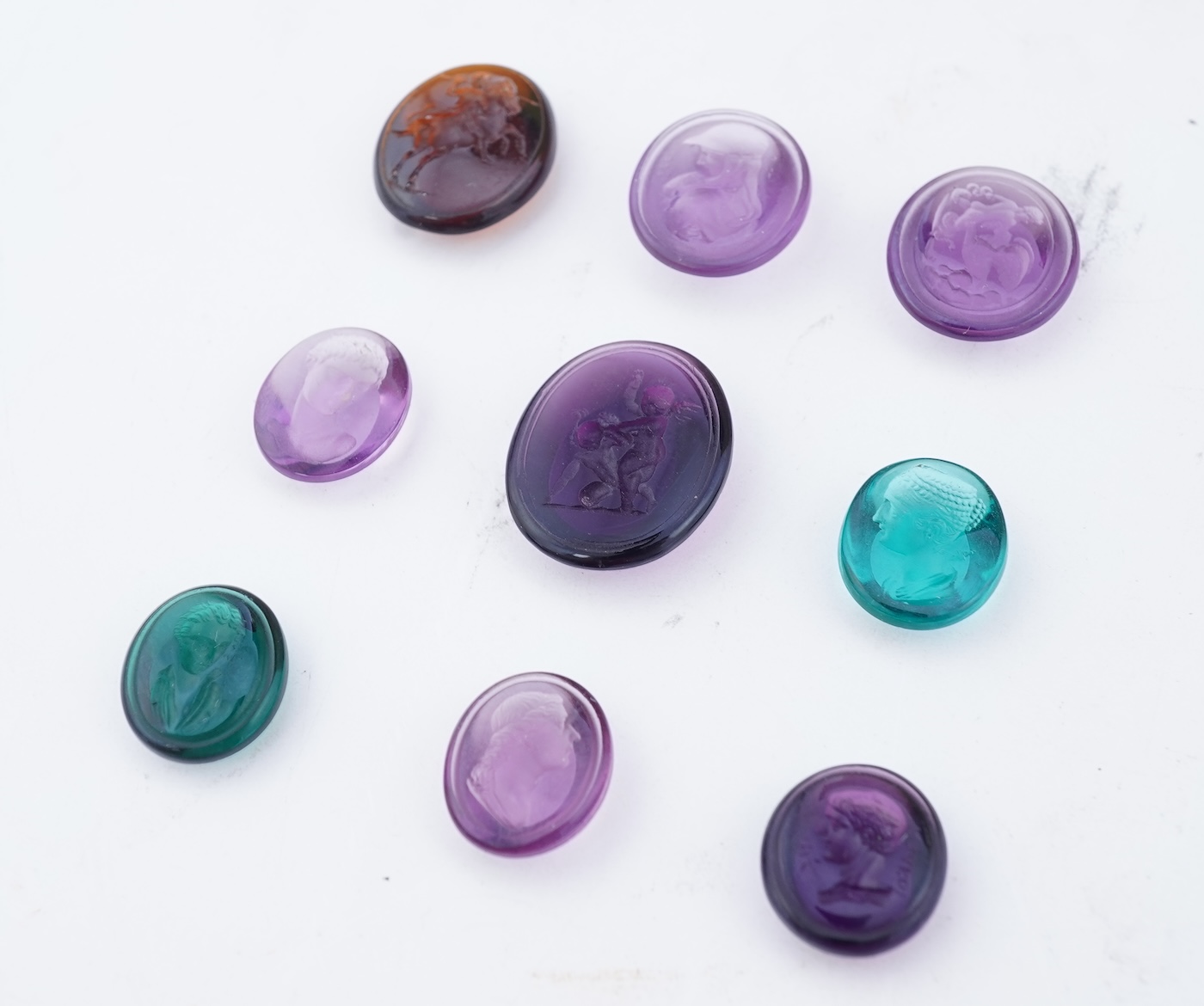A collection of nine paste intaglios, possibly by William Tassie, late 18th/early 19th century